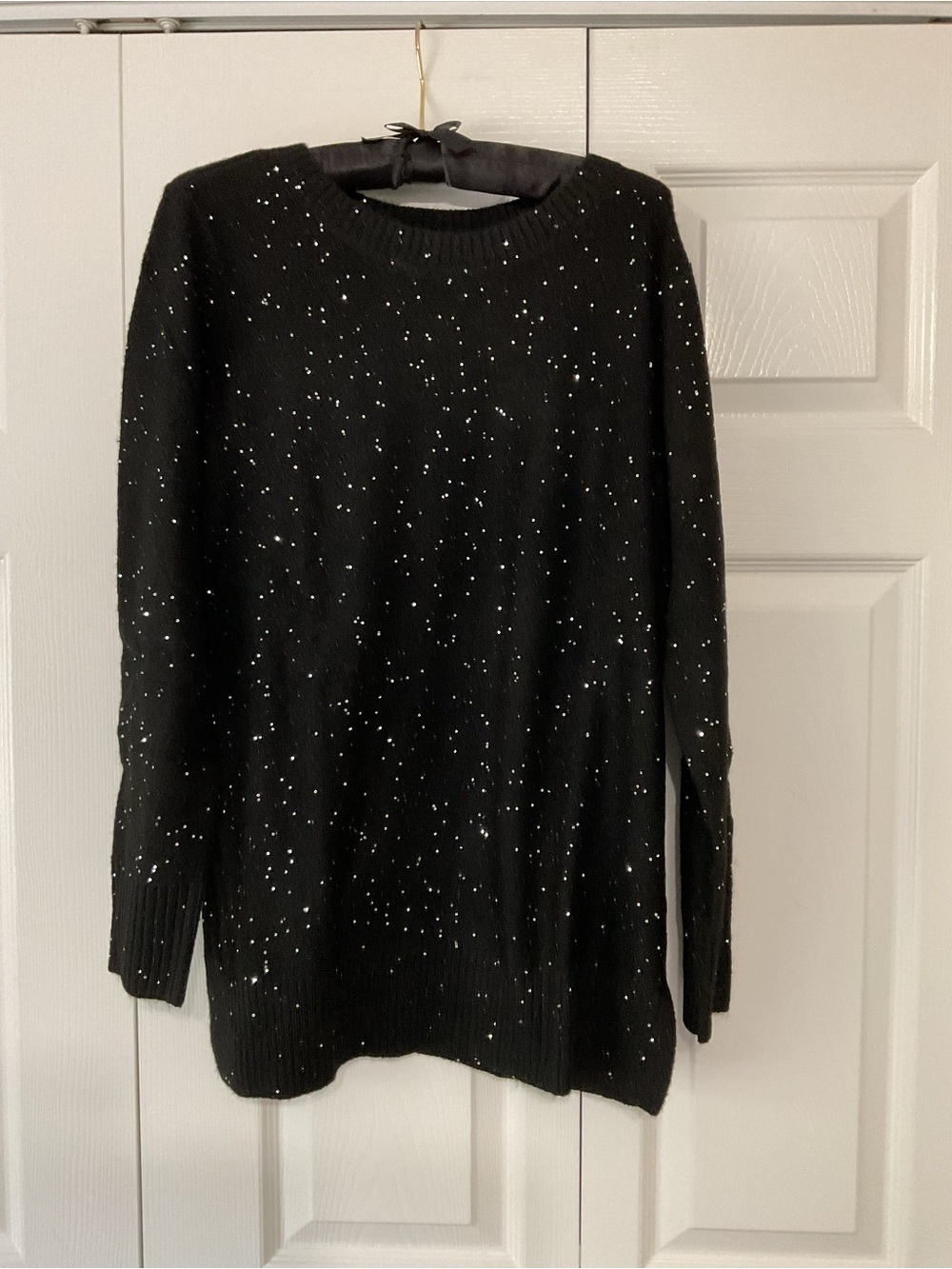 Kim Gravel Black Sequin Crewneck Sweater - Women's